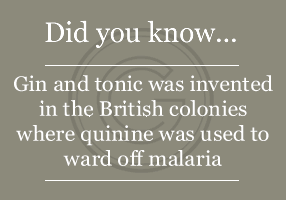 Gin and tonic was invented in the British colonies where quinine was used to ward off malaria